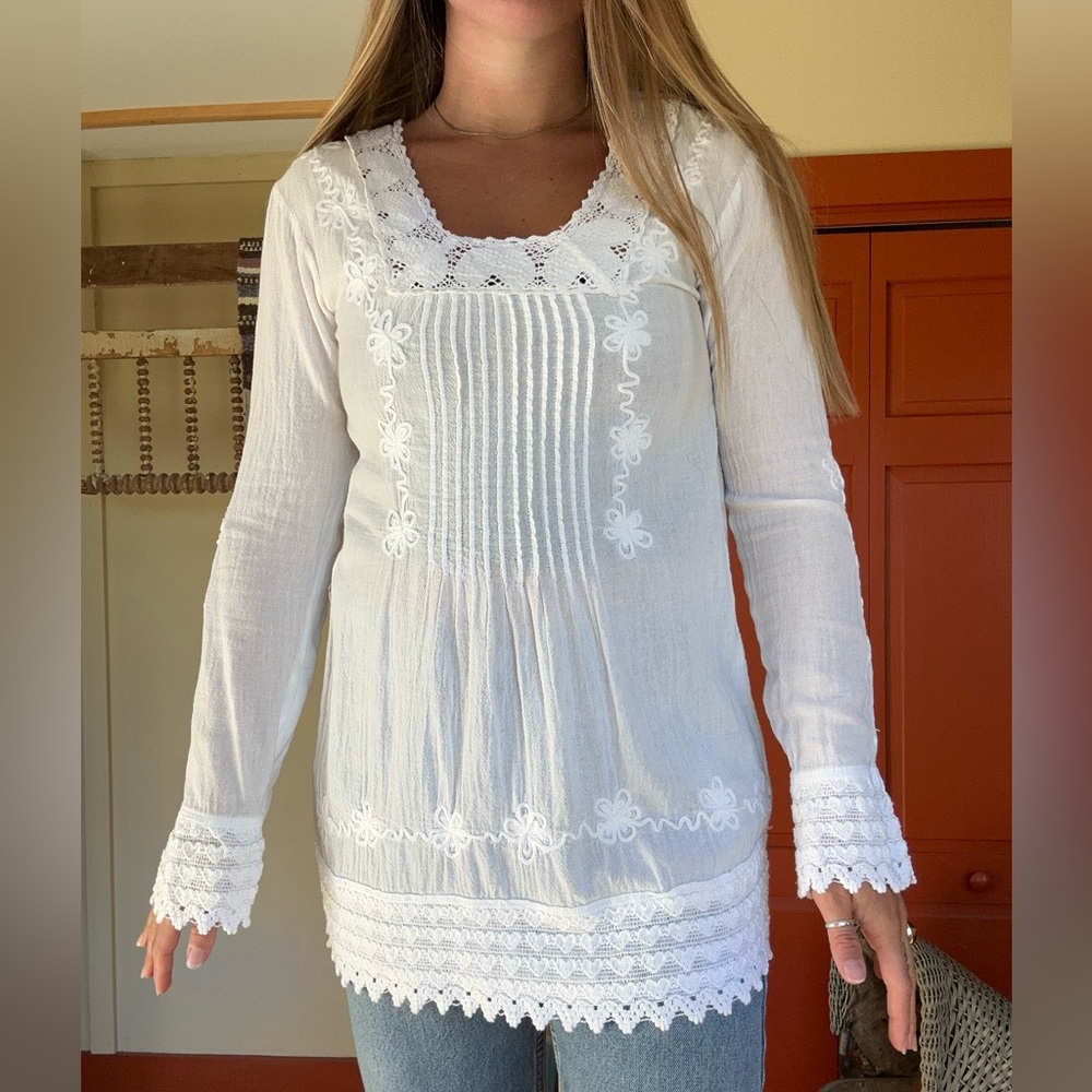 White Lace Detail Blouse